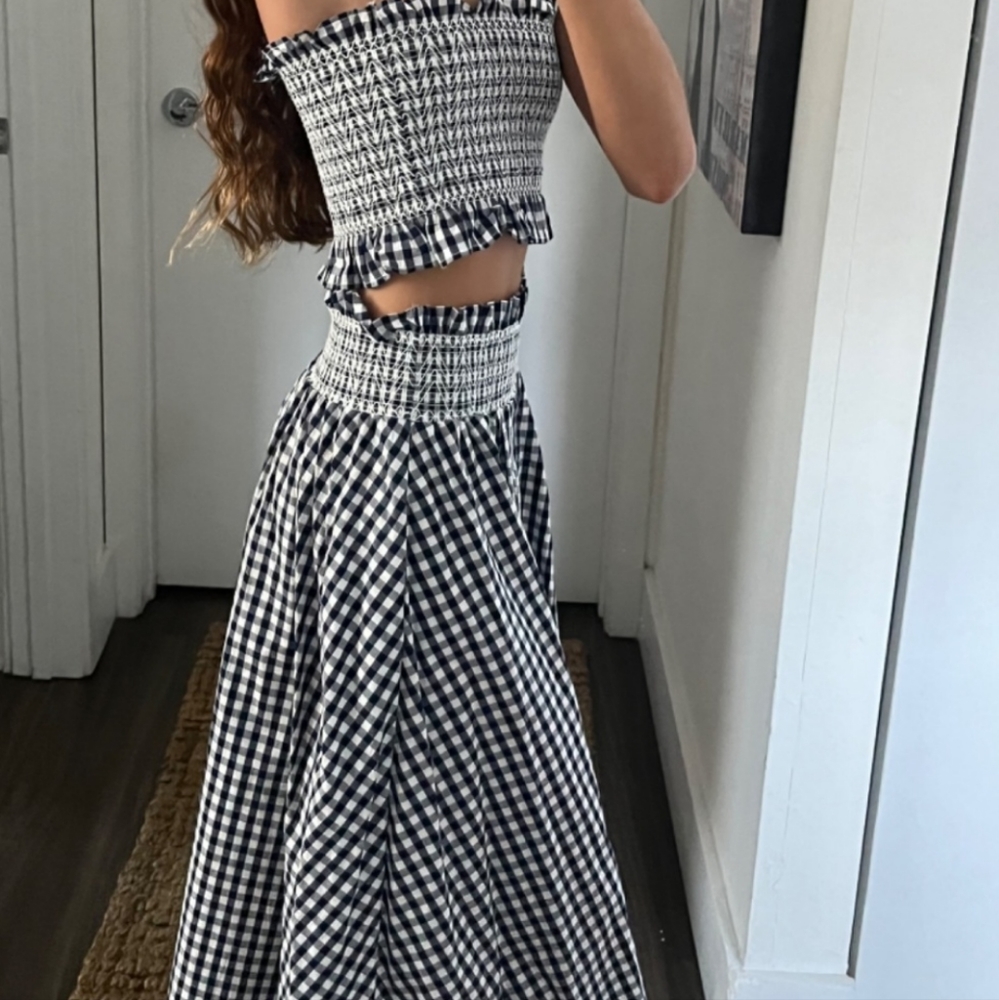 Zara Blue and White A-Line Midi Skirt Set - Picture 7 of 8